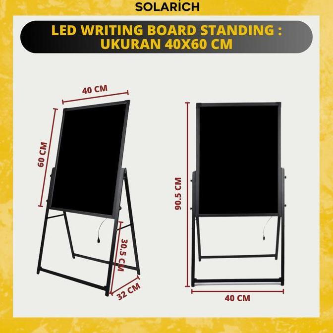 LED Standing Board Glass - Papan Tulis LED Dengan Efek Neon Dapat Dihapus & Tulis Ulang (Cocok Untuk