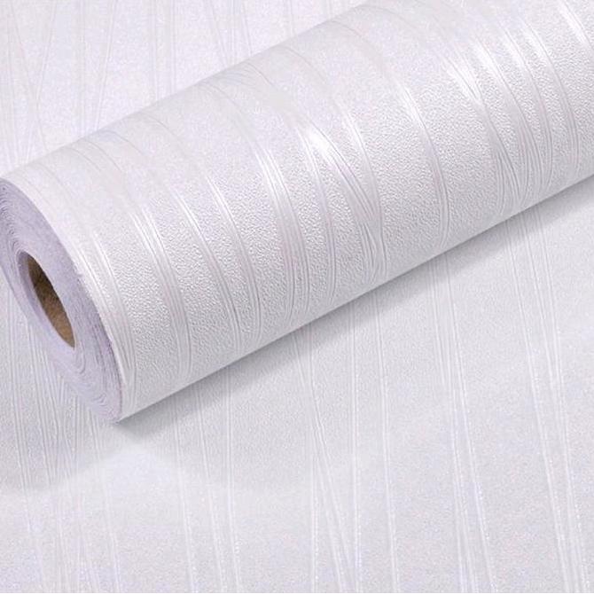 Wallpaper Dinding  Kamar Tidur BERTEKSTUR SERAT KAIN  Elegan Stiker Dinding  Polos