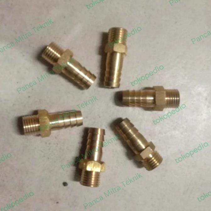 NEPEL SELANG 1/4" INCH DRAT LUAR SELANG 3/8" KUNINGAN / BRASS