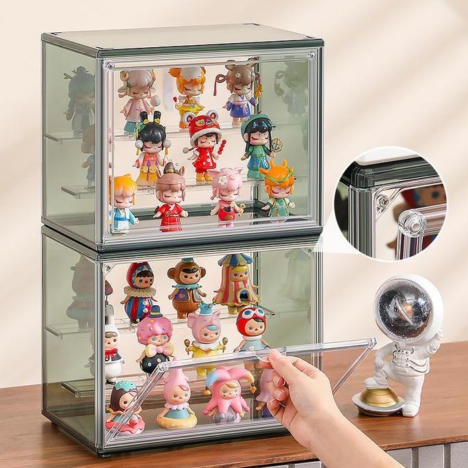 ROKAROKEON Kotak Display Full Acrylic untuk Pop Mart Blind Box & Action Figure Sanrio/Godzilla - Rak