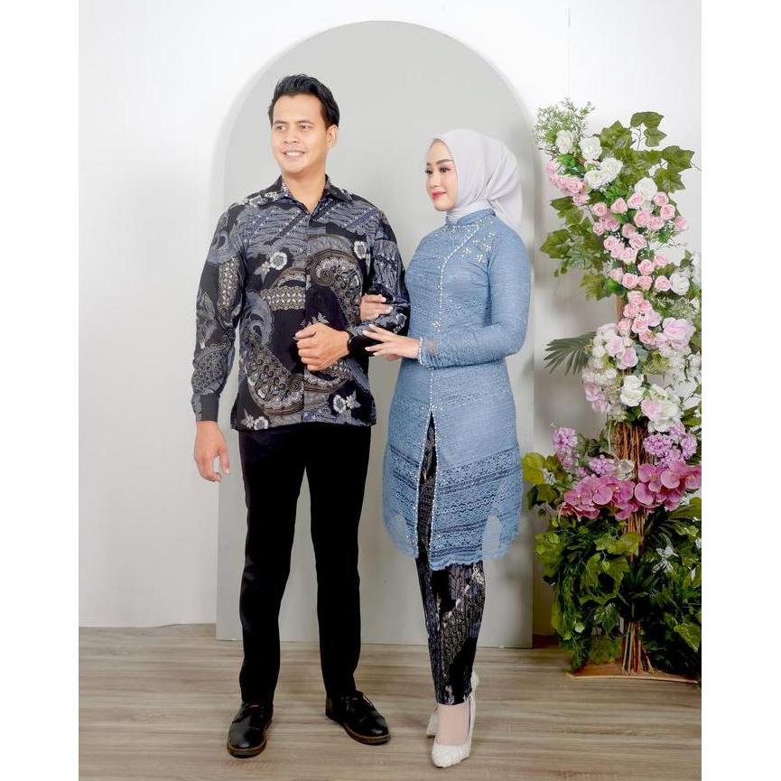 DV327 >> {Zona Kebaya} Satu Set Kebaya Janggan Couple Suami Istri Kebaya Seragam Keluarga Kebaya Mod