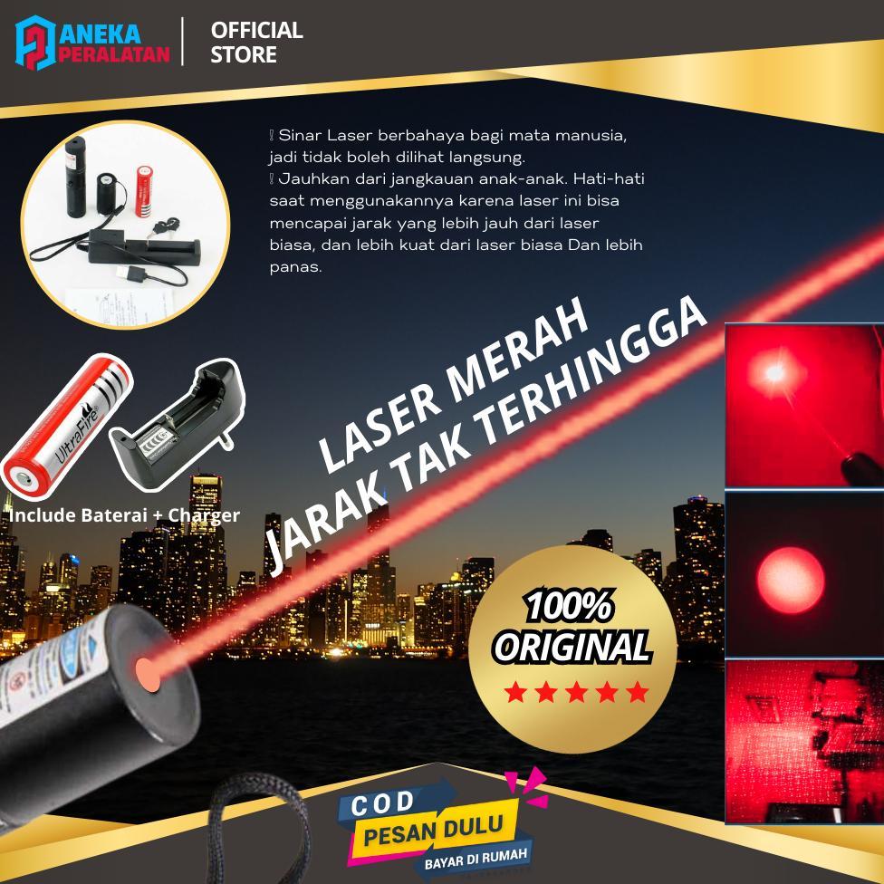 Laser Leser Merah Red Laser Pointer Jarak Jauh 303 Baterai Charge ORIGINAL Laser Pointer Presentasi 