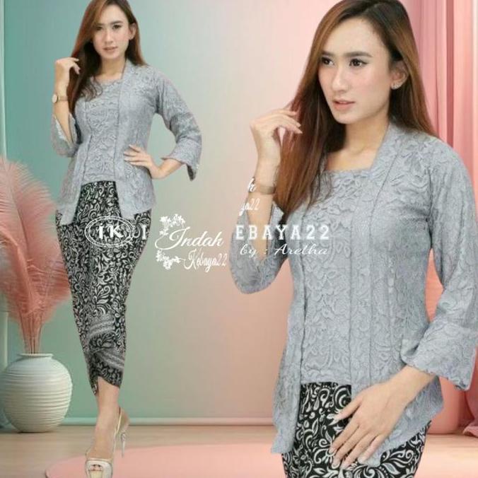 DF377 >> Setelan Kebaya Elegan Modern Kutubaru Brokat Atasan Baju Kebaya Dewasa Dress Wanita Kondang