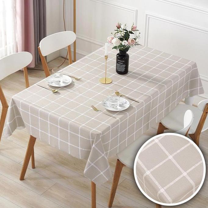 taplak Meja Makan PVC Pelapis Meja Lapisan, Ringan Mewah Ubah Meja Kopi Kain Plastik Kotak-Kotak Uku
