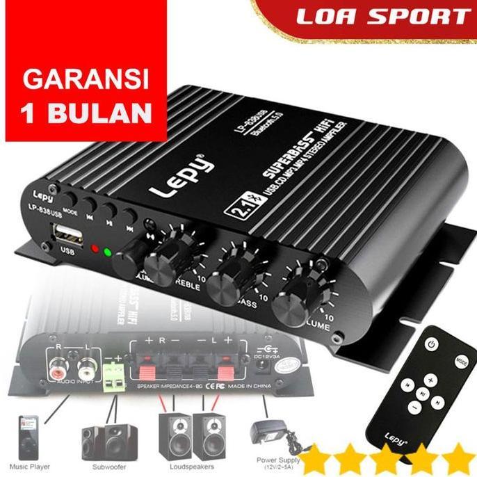 Amplifier Mini Subwoofer 2.1 Bluetooth Usb 12V Hifi Stereo Plus Remote Baru