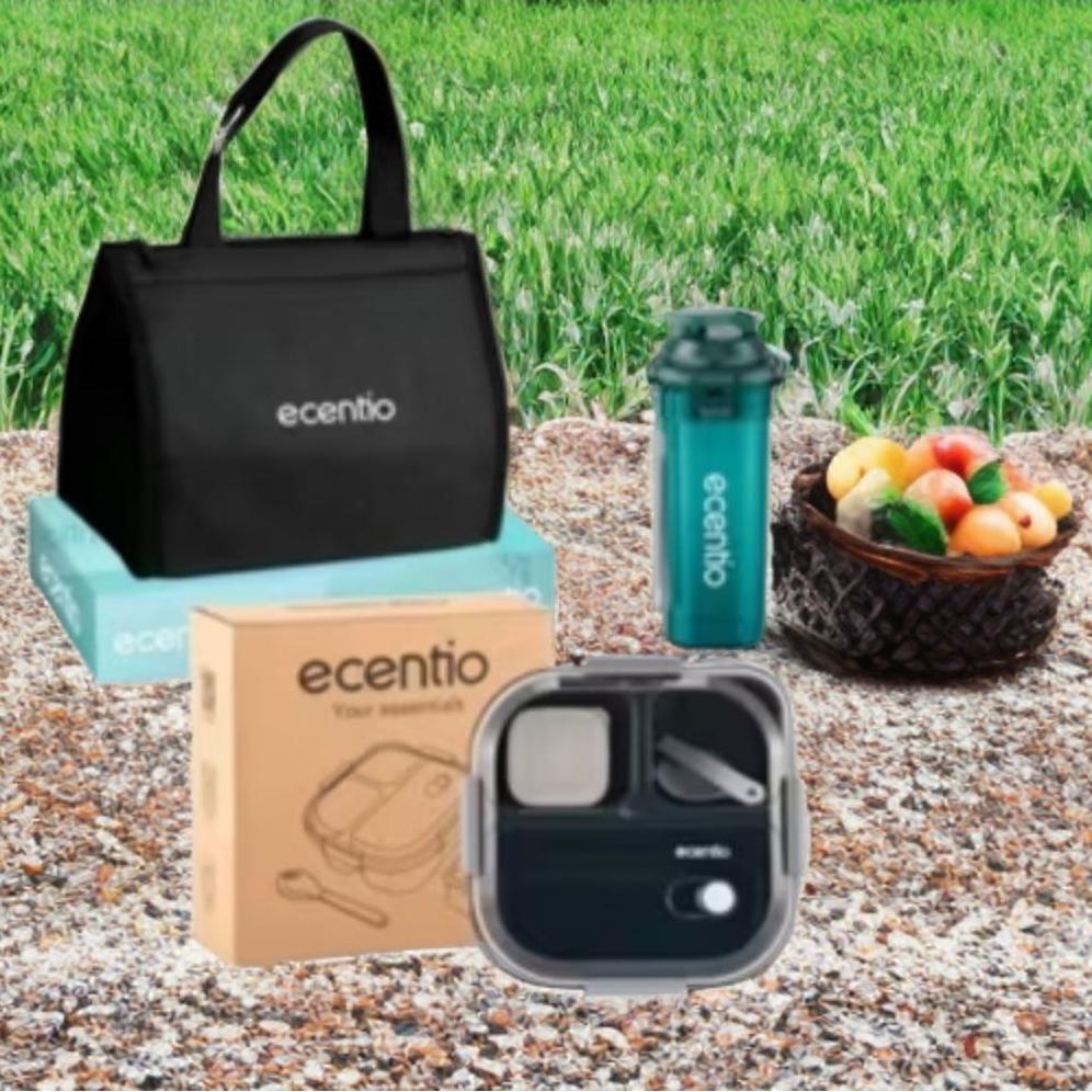 Lunch Box Ecentio 3skat Kotak makan bekal Tempat makan Ecentio + Botol minum Tempat air Minum + Lunc