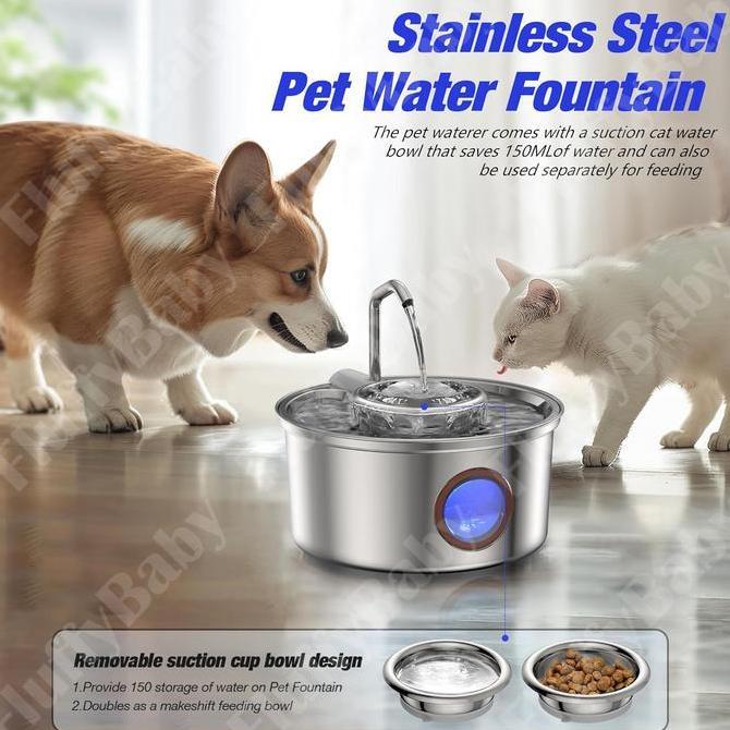 3.2L Water Fountain Kucing Stainless Tempat Minum Kucing Otomatis Water Fountain Kucing Water Dispen