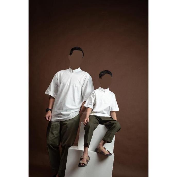 Kurta Thalha Junior - Oversized Zip Tee Kids (Heavy Weight Cotton) koko kaos / kurta anak