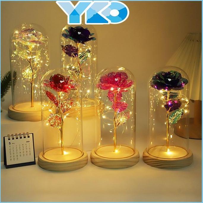 bardesiaa - yko lampu led diy bunga mawar plastik beauty and the beast rose valentine hadiah botany 