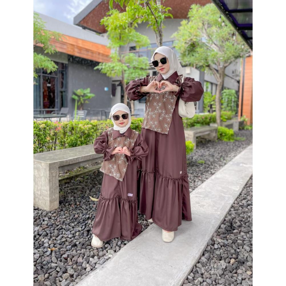 Terlaris Littleil- Shanaya Dress/Gamis Couple Ibu Dan Anak/Dress Couple Raya Series Anak Dan Mommy/G