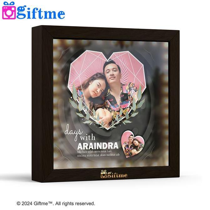 GIFTME Bingkai Foto 3D Custom Foto dan Ucapan dilengkapi Lampu LED bisa untuk Kado