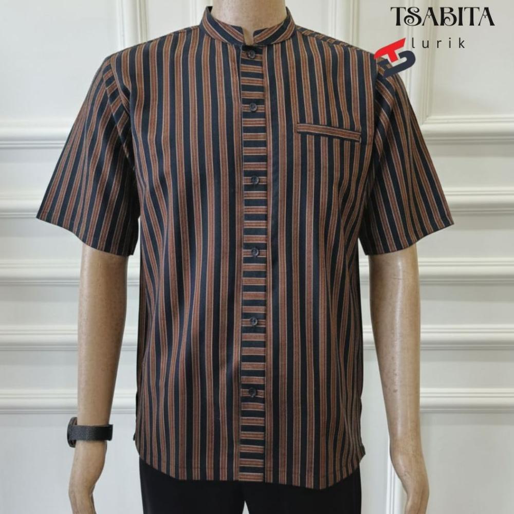GARANSI TSABITA - Kemeja Lurik Koko Pria Lengan Pendek Baju Lurik Adat Jawa Surjan Premium
