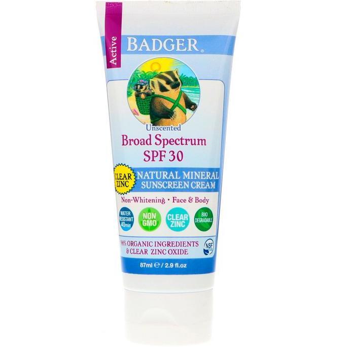 Badger Active Natural Mineral Sunscreen SPF 30 Clear Zinc Unscented