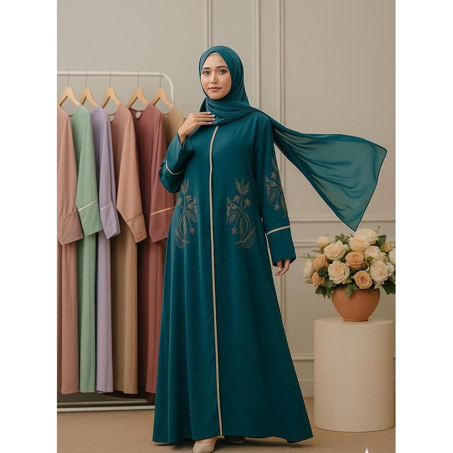 Super Sale, Gamis Abaya Qireen Mat Sabrina Anti Uv Bahan Adem Nyaman Dengan Desain Elegan Warna Hija