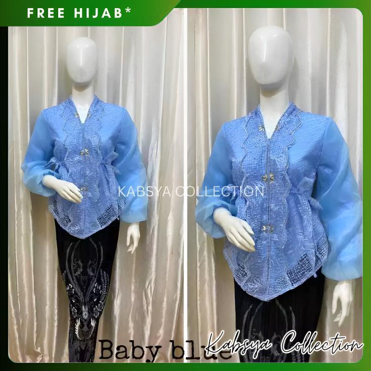 INSTANT COD - SETELAN KEBAYA KURUNG MELAYU KLARISA Dan Selendang Organza Bordir Premium /Setelan Tun