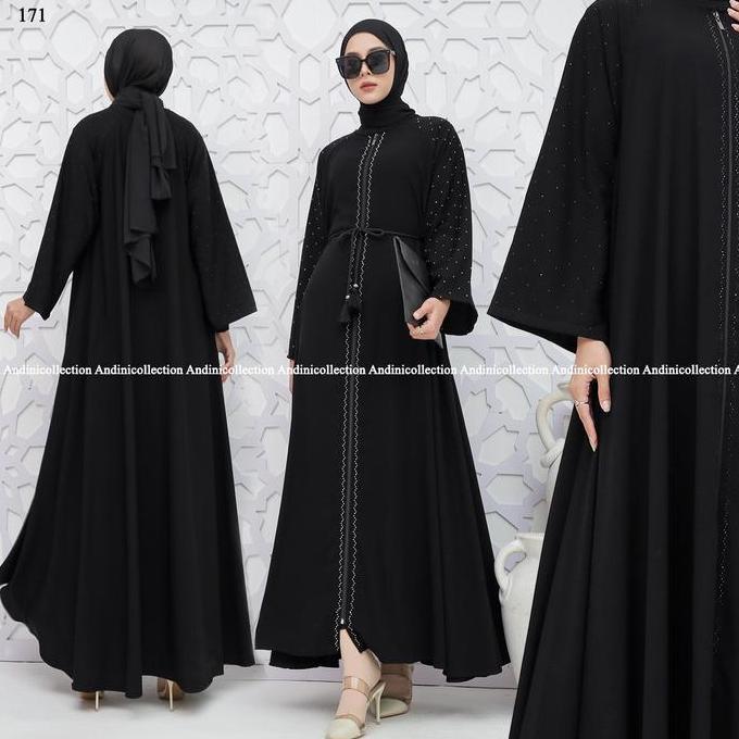 Best Seller, Abaya Jetblack Hitam Pekat Jetblack Premium Full Sleting Gamis Outer Syari Muslimah Rem