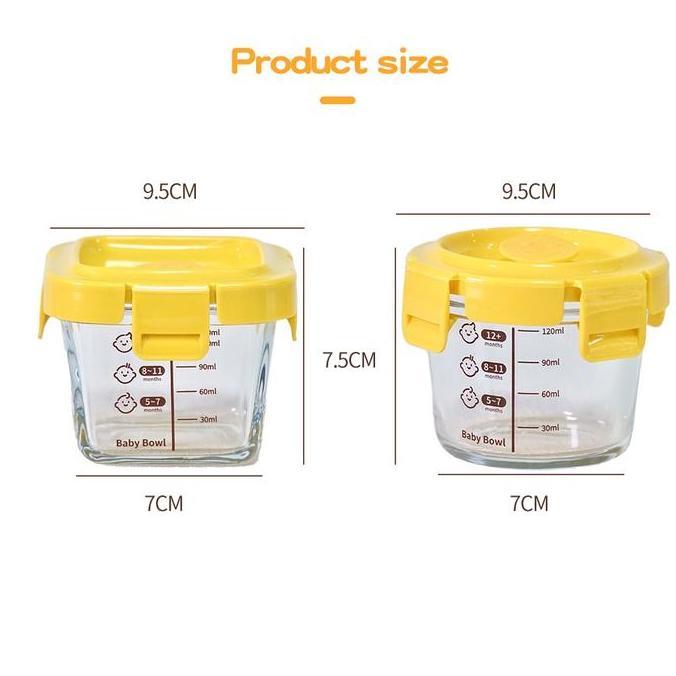 MDV Bayi Wadah Penyimpanan Mpasi 160ML Wadah Mpasi Kaca Tahan Panas  Wadah Kaca Mpasi Tahan Panas Bi