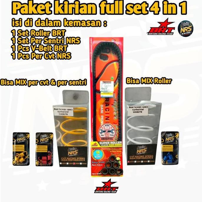 Paket Kirian Beat karbu Scoopy karbu Spacy karbu 4 in 1 Vanbelt BRT Roller BRT per cvt 1500rpm per s