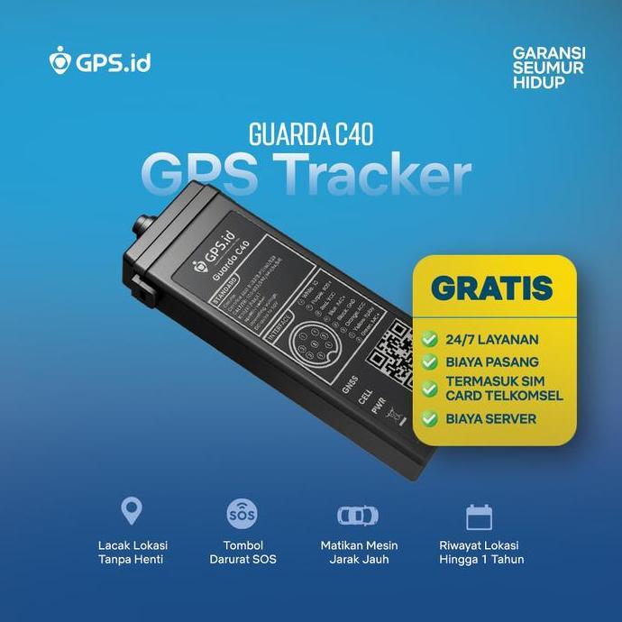 GPS.ID PLUS GUARDA C40 GPS TRACKER PELACAK KENDARAAN JARINGAN 4G MATIKAN MESIN JARAK JAUH - GRATIS P