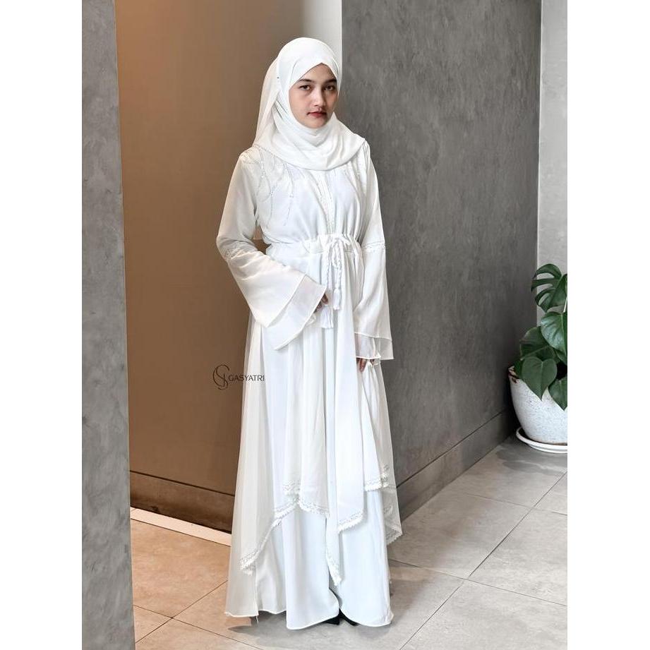 Diskon Zuyyin Abaya Broken White (Putih Tulang) Gasyatri Turkey Syar'I Busui Remaja Dewasa Princess 