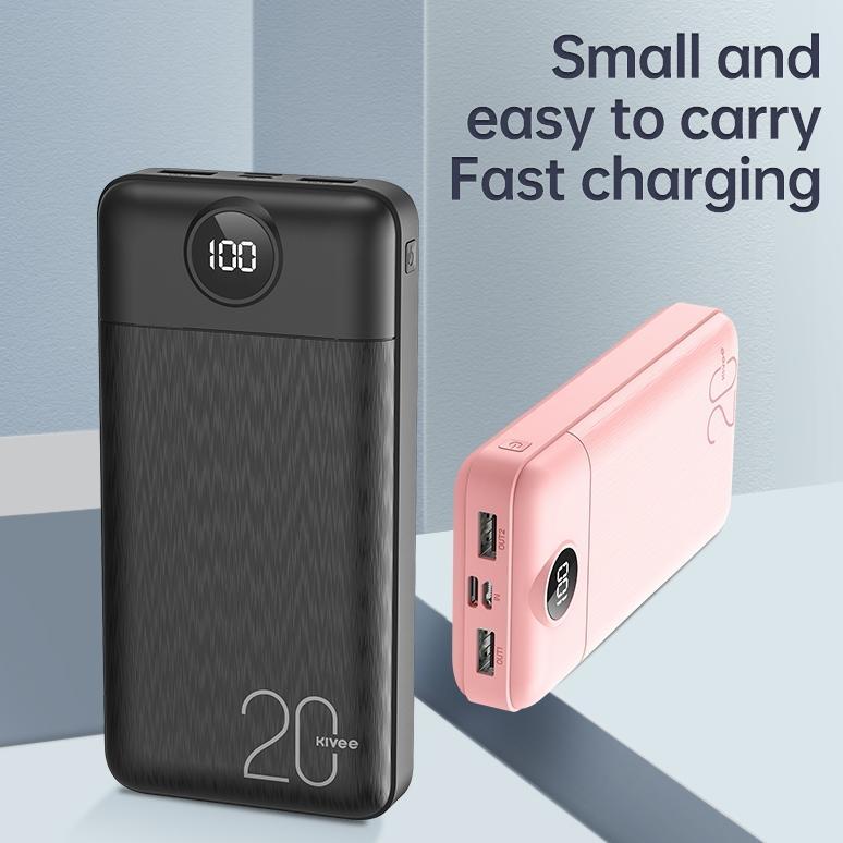 sale (HOT)KIVEE Powerbank 20000mAh Fast Charging KV-PT126 Black Max Real Capacity Tipis Portabel Ori