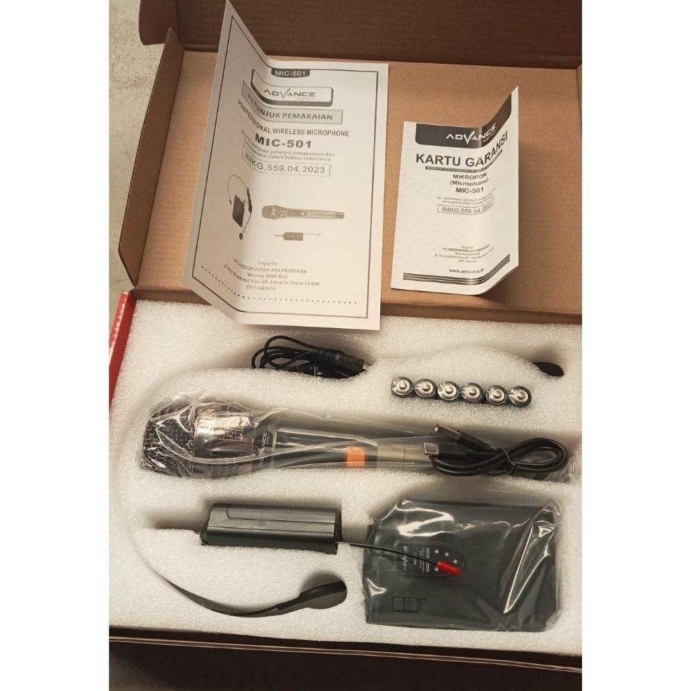 ADVANCE MIC WIRELESS + MIC HEADSET CLIP ON MIC-501 PROFESIONAL MICROPHONE Termurah