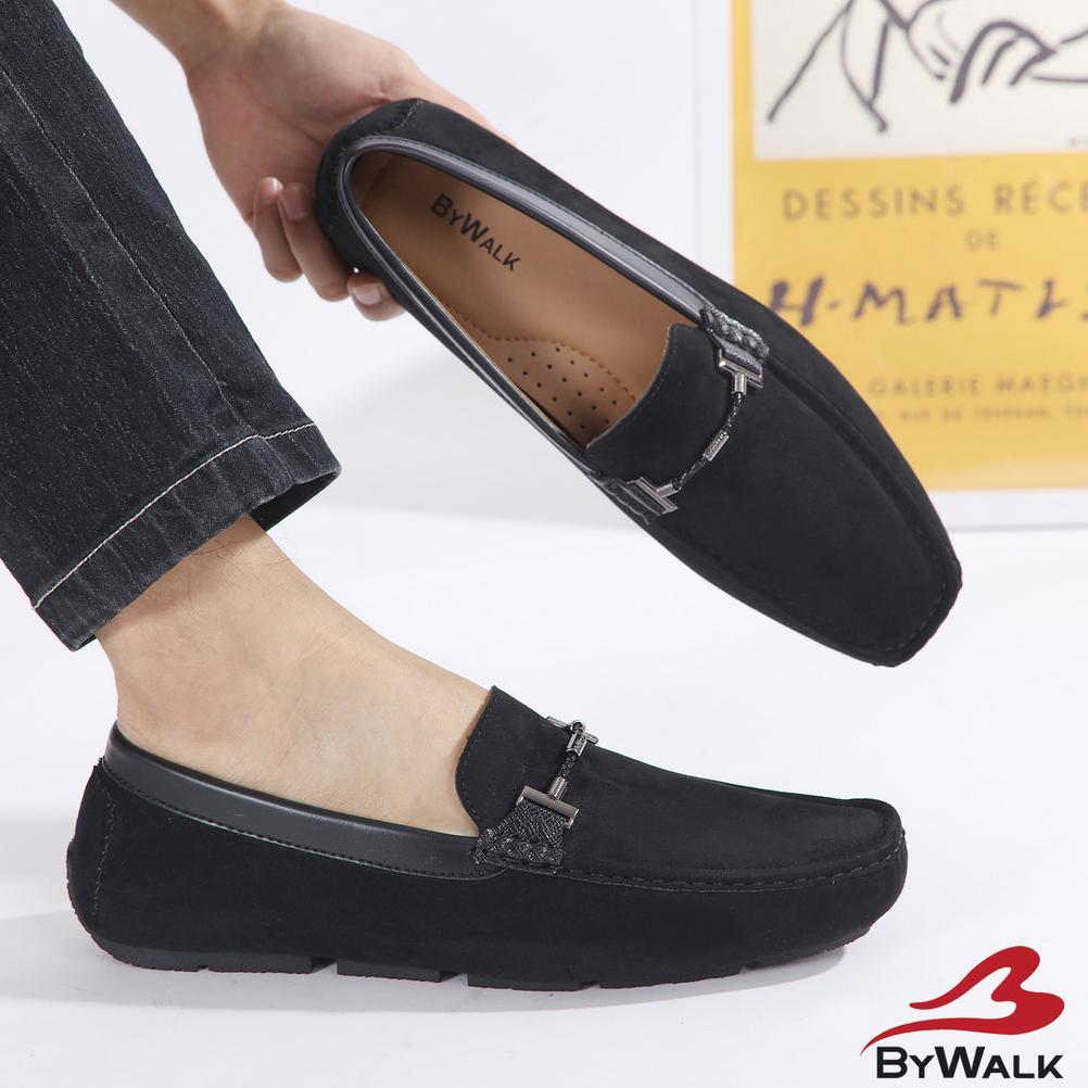 Promo Terbaru Bywalk Calcio1 Sepatu Loafers Pria Formal Casual Moccasin Slip On Kerja Bludru Hitam