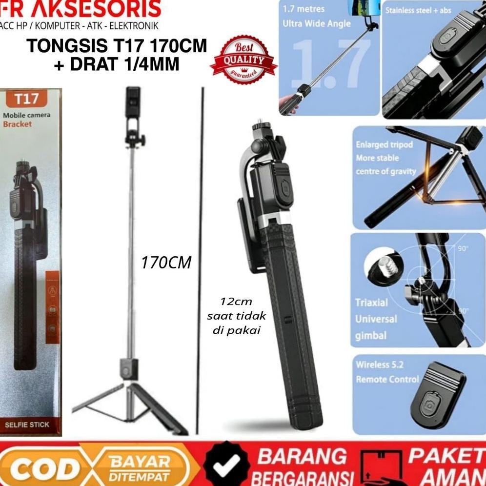 Discount Tongsis Bluetooth 3in1 170cm T17 + DRAT Tripod Remote Bluetooth 3in1 T17 MULTIFUNGSI TONGSI