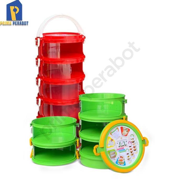 Tudung Saji Susun 5/ Rak Penutup Makanan susun 5 Hijau Merah