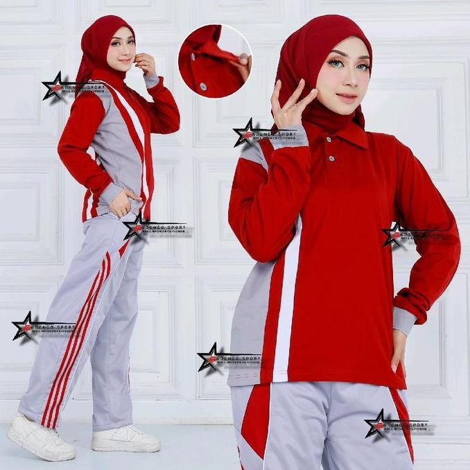 Shiftx- Baju Olahraga Senam Wanita 1 Set / Setelan Baju Olahraga Lengan Panjang / Seragam Olahraga W