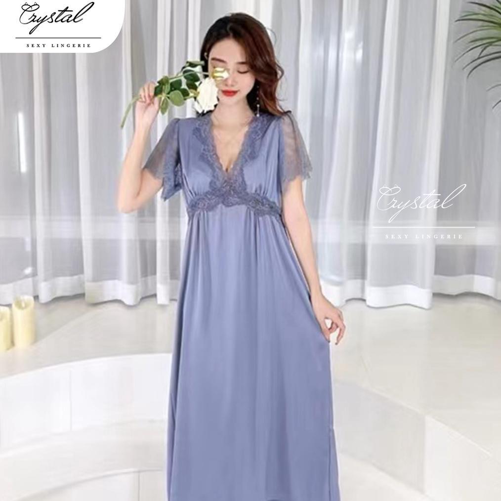 Sexy lingerie dress panjang baju tidur satin lingerie wanita / pajamas panjang baju tidur wanita bah