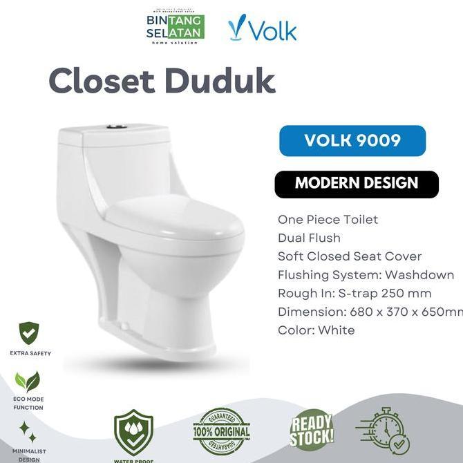 Diskon Closet Duduk / Monoblok One Pieces Volk 9009 Putih Ekonomis
