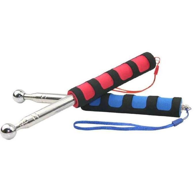 Memento- Tiang Bendera Portable Baja Tahan Karat Teleskopik 2 Meter Biru Merah Stainless Steel Adjus
