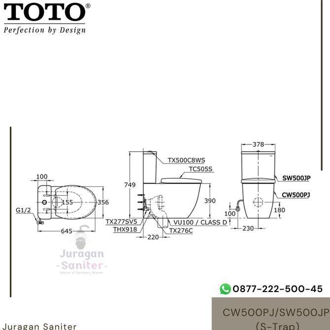 Diskon Toto Closet Cw500Pj/Sw500Jp (S-Trap) Kloset Toto