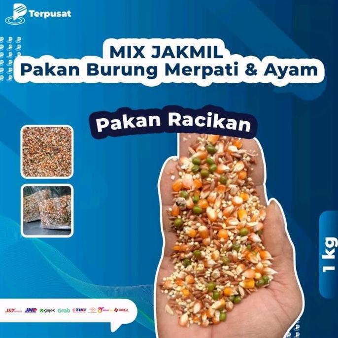 Willofbig- Per 1Kg Mix Jakmil Dengan Jagung Kristal, Milet, Beras Merah,  Burung Merpati Makanan Bur
