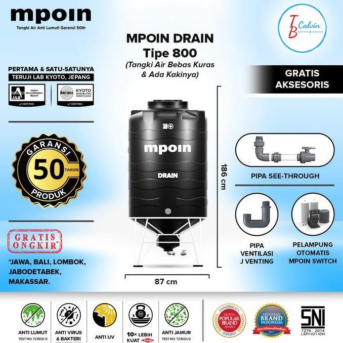 Diskon Tangki Air Drain Mpoin Plus 800 Liter / Toren Air Kuras