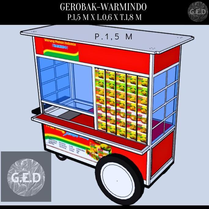 Terlaris Gerobak Warmindo /Gerobak Dorong Aluminium (Bisa Costum)