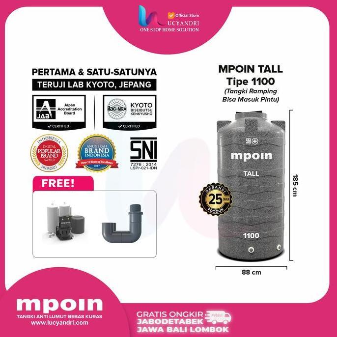 Terjangkau Harga Tangki Air Mpoin Plus 1100 L Toren Mpoin 1100 Wave Tall Tandon