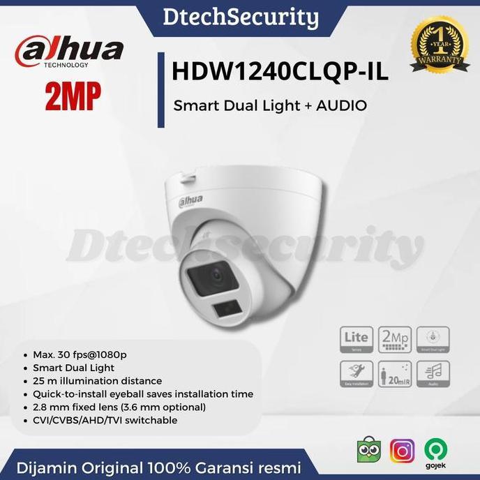 CAMERA CCTV 2MP DAHUA COLORVU +AUDIO HDW 1239 TL A LED