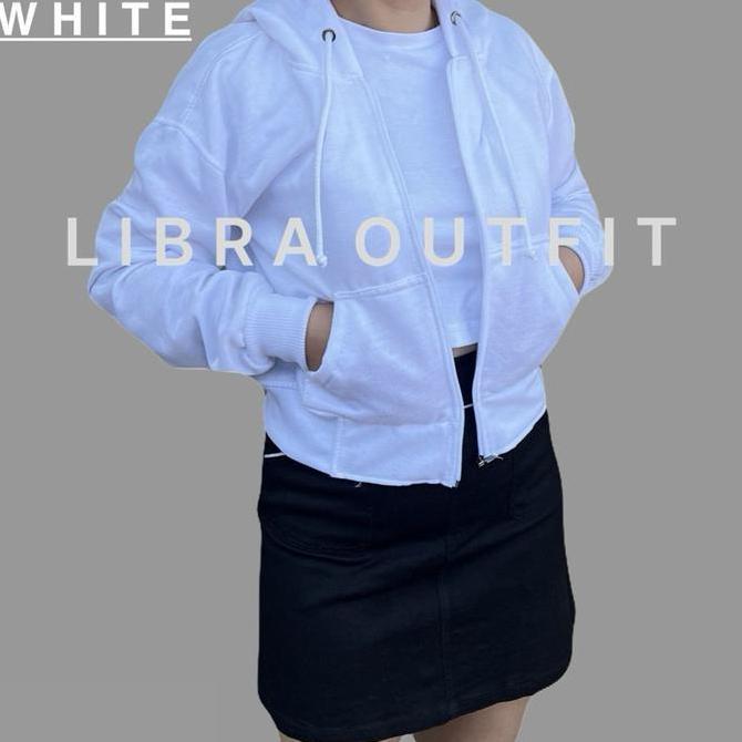 DR369 >> JAKET CROOPE HOODIE ZIPPER WANITA JAKET CROP TOP HODIE SAGE Grey Cream Brown Mint Denim Pin