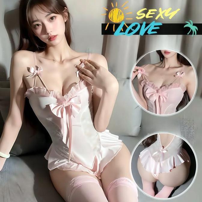 DF357 >> NEW Lingerie Dress  Bow lace bodysuit Sexy Lingerie Dress  Set Baju Tidur Renda  Sexy Linge
