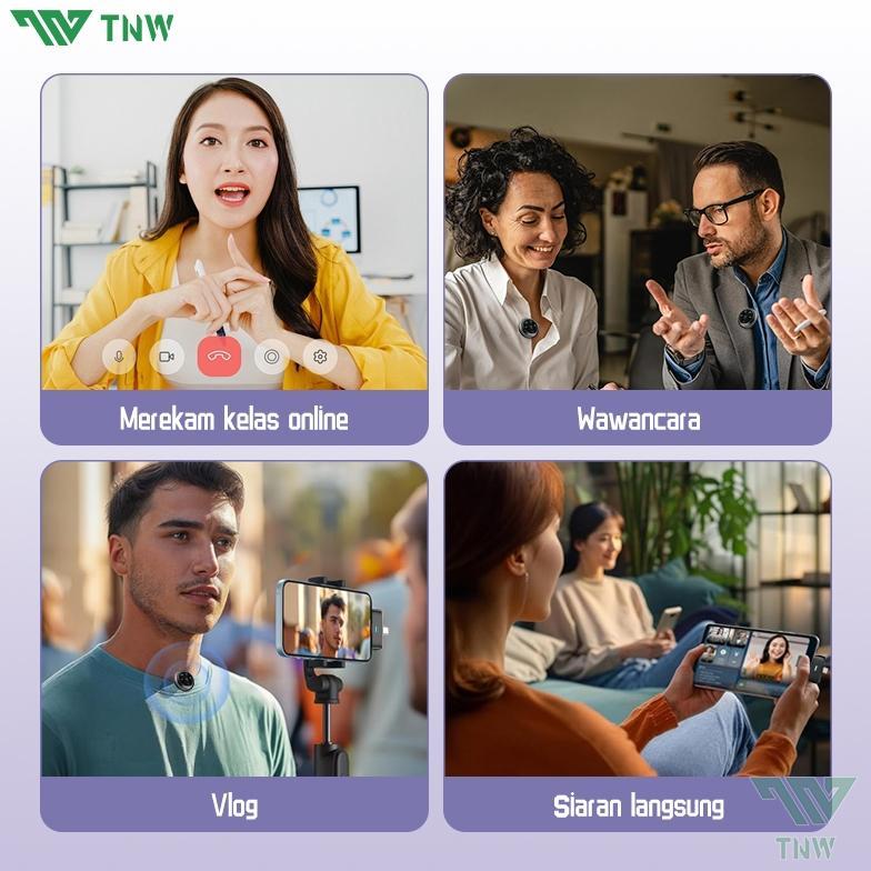DY TNW A37 WIRELESS MICROPHONE 2-IN-1 CLIP ON MIC MAGNETIC MIKROFON HP PLUG & PLAY DUAL LAVALIER MIC