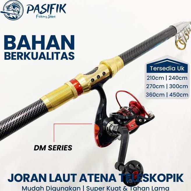 One Set Paket Joran Pancing Laut Antena Portable Hh Carbon Joran Laut Teleskopik Dengan Reel Pancing