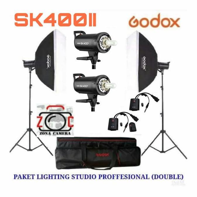 Xxct- Paket Lampu Studio Flash Godox Sk400Ii Lengkap Bergaransi Ori 400W Set Sk400 Sk 400Ii Komplit