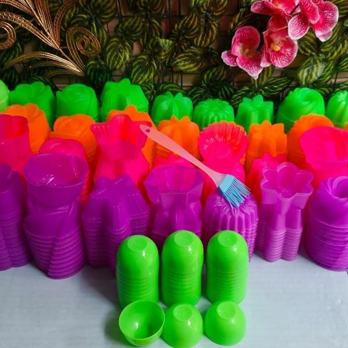 QIVAMABONUE  - PAKET MURAH 48 PCS CETAKAN KUE AGER AGAR TWISTER JASMINE BINTANG TALAM APEM TERATAI B