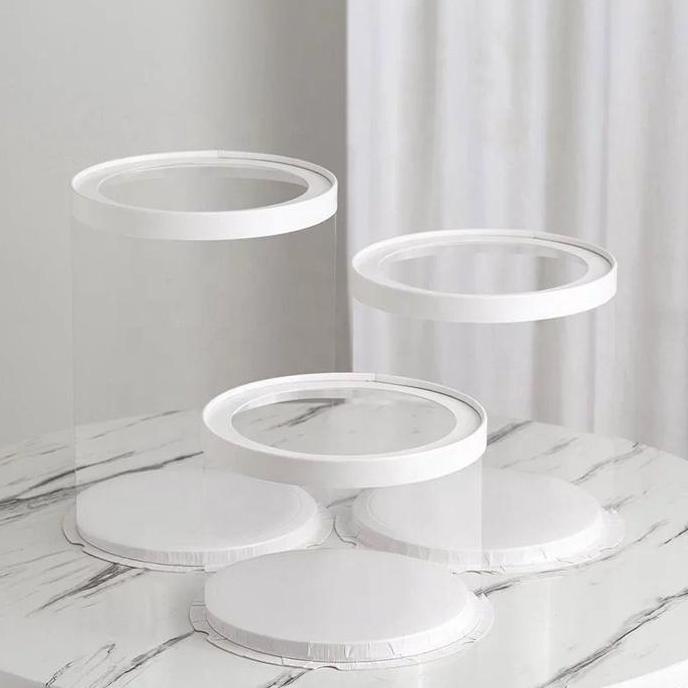 Pecfd- Kotak Transparan Bulat Cake Box Mika Gift Box Mika Atap Transparan