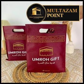Tas Souvenir Haji Umroh Gambar Ka'bah Warna Merah Hitam Tas Kemasan Goodie Bag Haji Umroh
