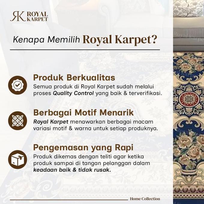 Spesial Royal - Karpet Eropa Premium Bahan Polyester Full Print Alas Karet Anti Slip Karpet Lantai R