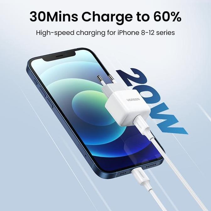 Ugreen Wall Charger Mini Type C Pd 20W Putih Kode 829