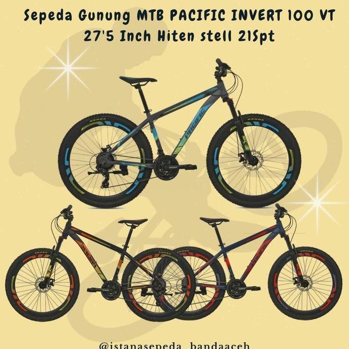 Terlaris Sepeda Gunung Mtb Pacific Invert 100 Vt 27'5Inch Hi-Ten Stell 21Sp